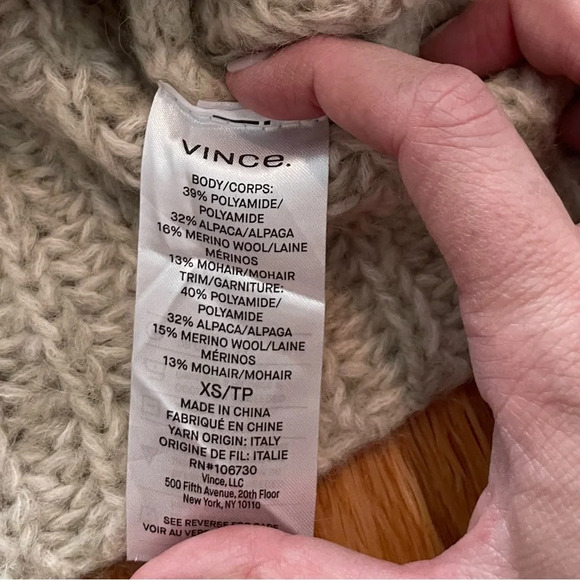 Vince Marled Raglan Green Mohair Alpaca Blend Pullover Sweater Size XS - Picture 4 of 5